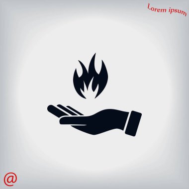 bir yangın simgesi tutan el