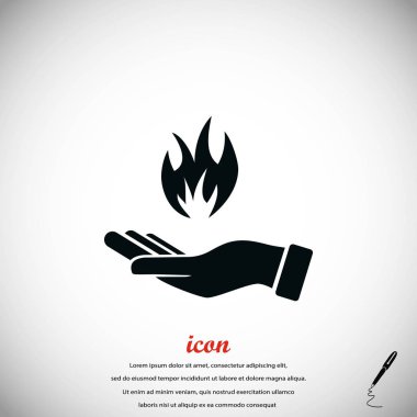 bir yangın simgesi tutan el