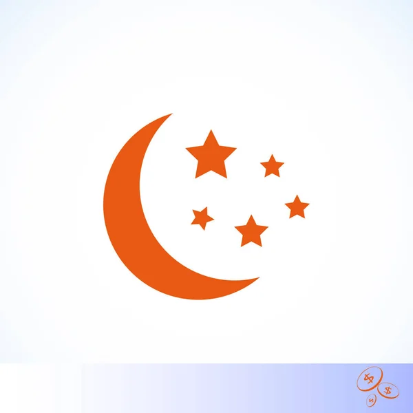 Moon and stars at icon — Stock Vector