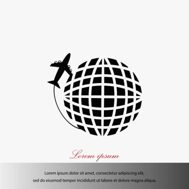 Küre ve uçak seyahat vektör simgesi