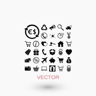 alışveriş simgeler vektör