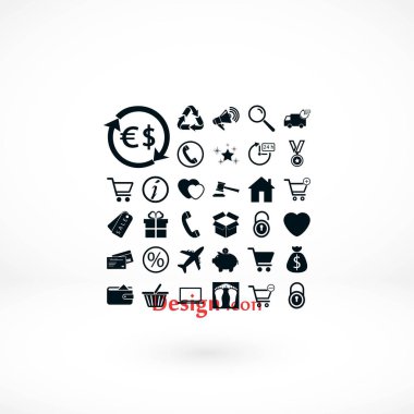 alışveriş simgeler vektör