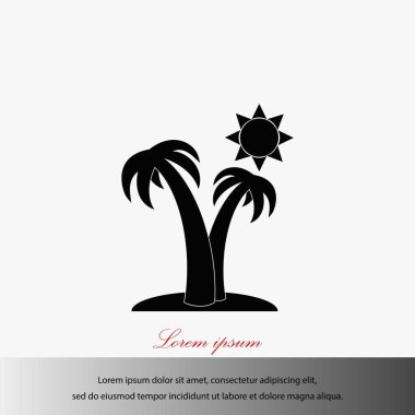 Palmiye ağaçları ve güneş simgesi