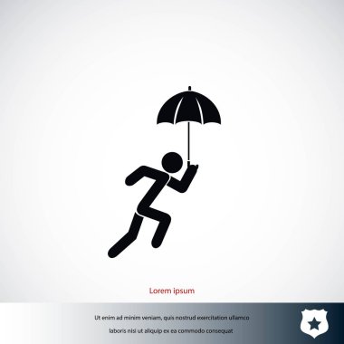 Bir şemsiye simgesi olan bir kişi