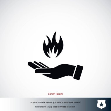 bir yangın simgesi tutan el