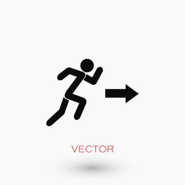  çalışan adam şekil ve yön ok simgesi