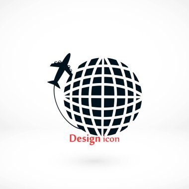 Küre ve uçak seyahat vektör simgesi