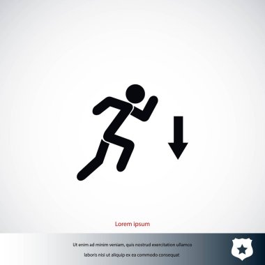 şekil adam ve yön ok simgesi