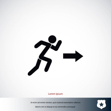  çalışan adam şekil ve yön ok simgesi