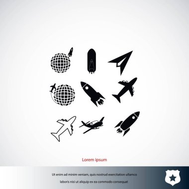 Dünya ve roketler simgesi