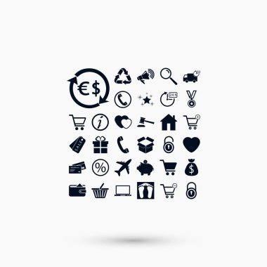 alışveriş simgeler vektör
