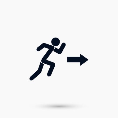  çalışan adam şekil ve yön ok simgesi