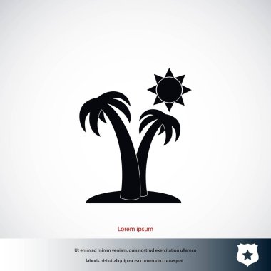 Palmiye ağaçları ve güneş simgesi