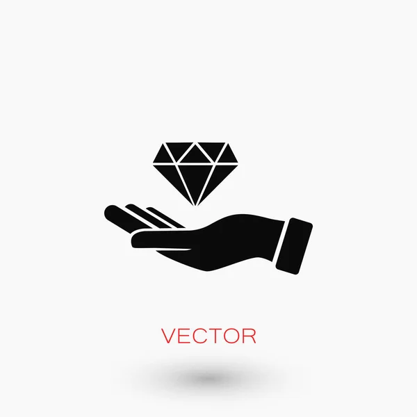 Ícone de mão e diamante — Vetor de Stock