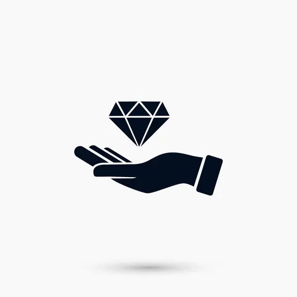 Hand and diamond icon — Stock Vector