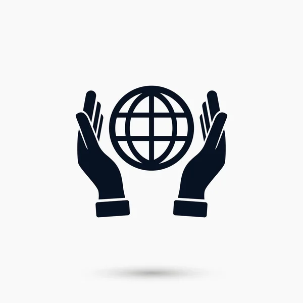 Mână hold globe - pictogramă vectorială — Vector de stoc