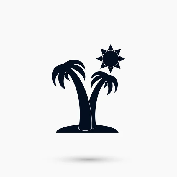 Palmeras y sol icono — Vector de stock