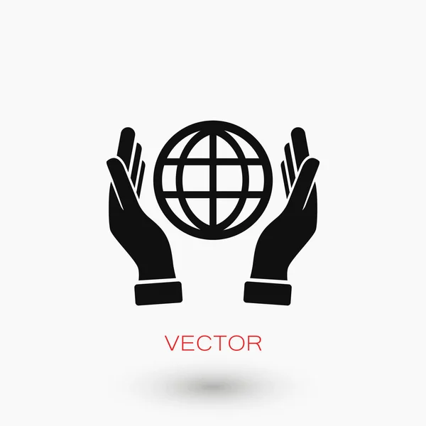 Mão segurar globo - ícone vetor — Vetor de Stock