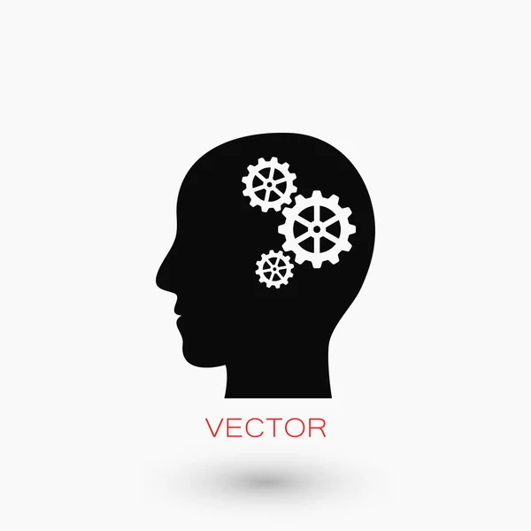 Pictograma de engrenagem no ícone da cabeça — Vetor de Stock