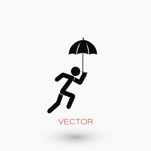 Uma pessoa com um ícone de guarda-chuva —  Vetores de Stock