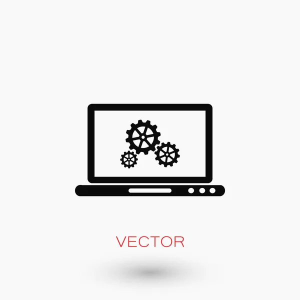 Setting  laptop icon vector — Stock Vector