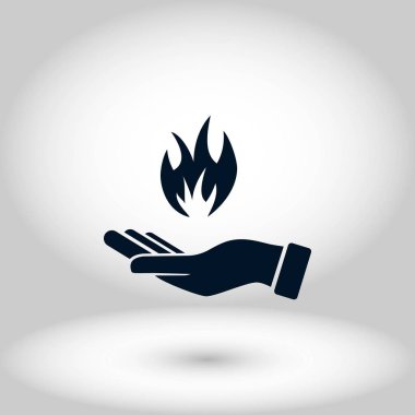 bir yangın simgesi tutan el