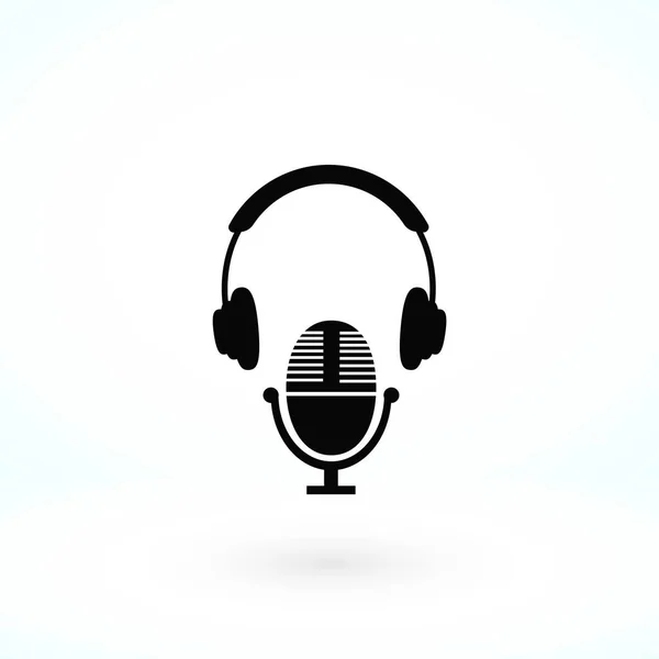 Auriculares y micrófono icono — Vector de stock