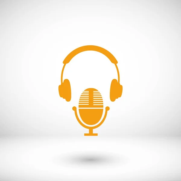 Auriculares y micrófono icono — Vector de stock