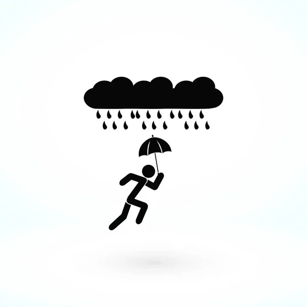Seul sous la pluie icône — Image vectorielle