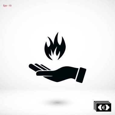 bir yangın simgesi tutan el