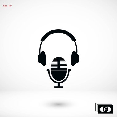  kulaklık ve mikrofon simgesi