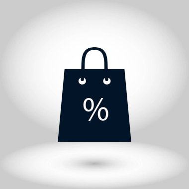 Satış, indirim, yüzde sembol simge ile alışveriş çantası