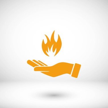 bir yangın simgesi tutan el