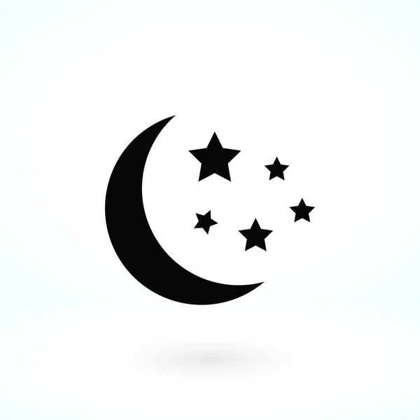 Luna y estrellas en el icono — Vector de stock