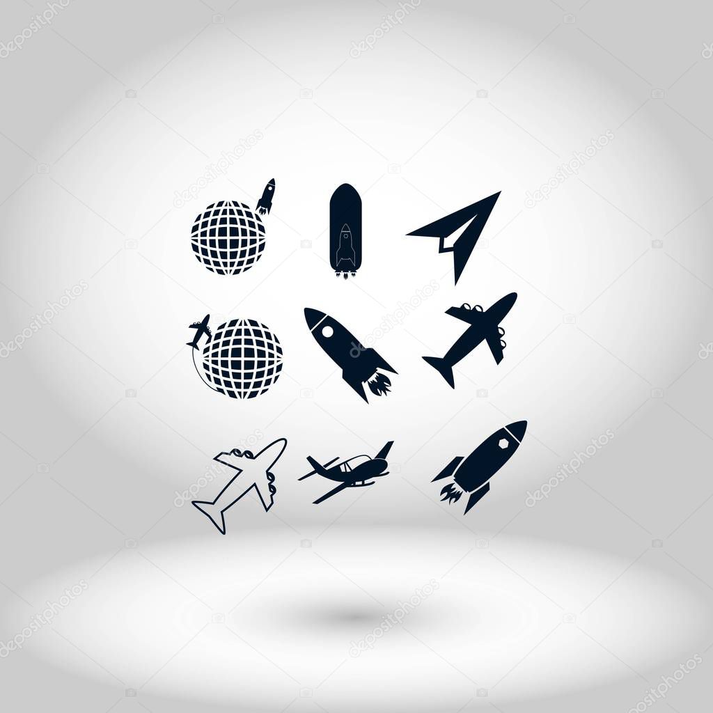 Earth and rockets icon