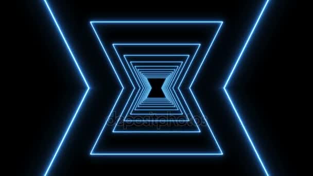 VJ azul luz concerto dança música vídeos palco festa abstrata néon conduzida túnel fundo loop de eventos — Vídeo de Stock