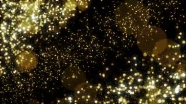Parçacıklar altın bokeh sim ödülleri toz soyut arkaplan döngüsü