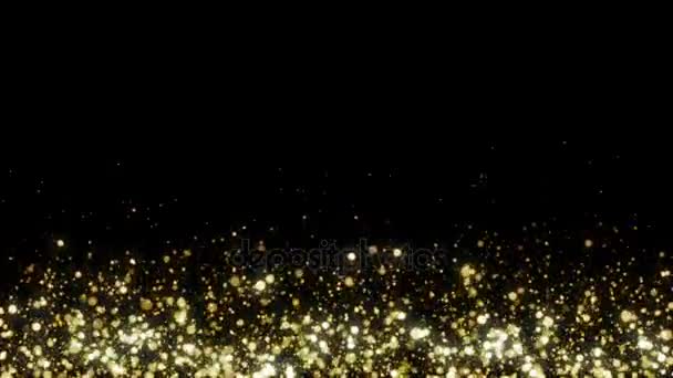 Teilchen Gold Bokeh Glitter Verleiht Staub Abstrakte Hintergrundschleife — Stockvideo