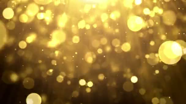 Partículas Oro Bokeh Brillo Premios Polvo Abstracto Fondo Lazo — Vídeos de Stock
