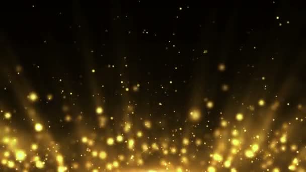 Частинки Золотий Боке Блиск Нагороди Пил Абстрактний Фон Петлі — стокове відео
