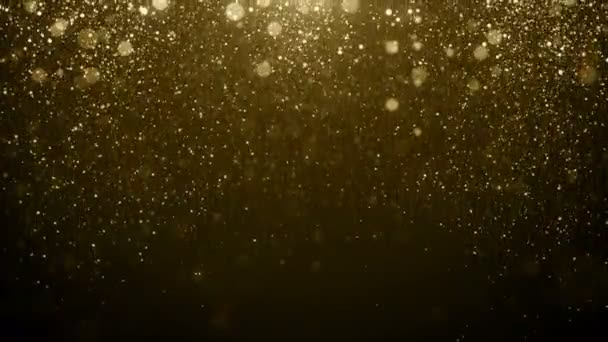 Partiklar Guld Bokeh Glitter Utmärkelser Damm Abstrakt Bakgrund Loop — Stockvideo