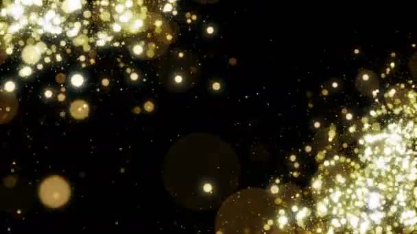 Deeltjes Goud Bokeh Glitter Awards Stof Abstracte Achtergrond Lus — Stockvideo