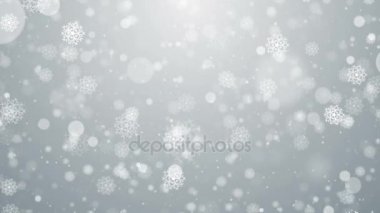 Parçacıklar kar kar tanesi Kış Noel soyut ışık bokeh hareket başlık sinematik arka plan döngü