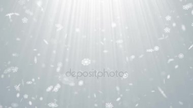 Parçacıklar kar kar tanesi Kış Noel soyut ışık bokeh hareket başlık sinematik arka plan döngü