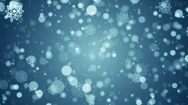 Частинки Сніжинка Зимова Різдвяна Абстрактна Світла Боке Рух Заголовки Кінематографічного — стокове відео