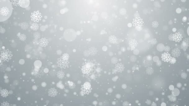 雪雪の結晶冬クリスマス抽象的な光の粒子ボケ モーション タイトル映画背景ループ — ストック動画