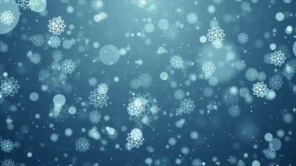 Partículas Neve Floco Neve Inverno Natal Abstrato Luz Bokeh Movimento — Vídeo de Stock