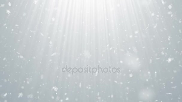 Partículas Neve Floco Neve Inverno Natal Abstrato Luz Bokeh Movimento — Vídeo de Stock