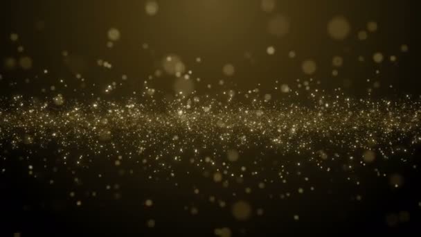 Teilchen Gold Bokeh Glitter Verleiht Staub Abstrakte Hintergrundschleife — Stockvideo