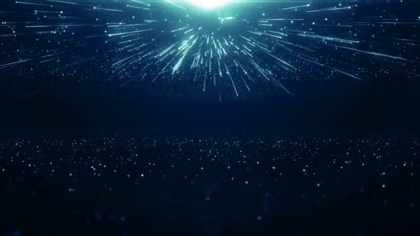 Σωματίδια Μπλε Bokeh Σκόνη Αφηρημένο Φως Κίνηση Τίτλων Κινηματογραφικό Φόντο — Αρχείο Βίντεο